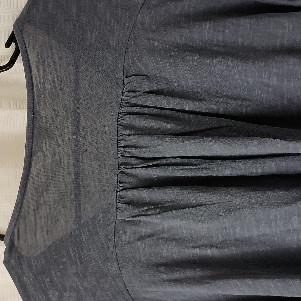 Lucky Brand Blue Embroidered Cutout V-neck Top XL - Picture 4 of 7